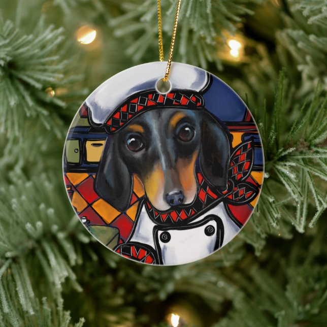 Black Tan Dachshund     Ceramic Tree Decoration (Tree)