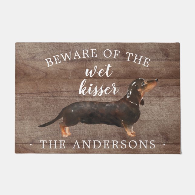 Black & Tan Dachshund Dog Personalised Door Mat (Front)