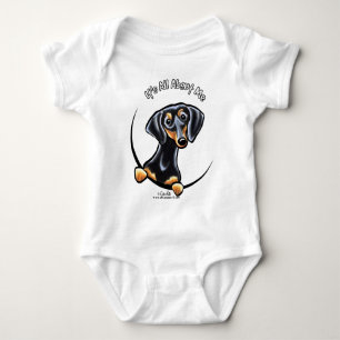 Black Tan Dachshund Its All About Me Baby Bodysuit