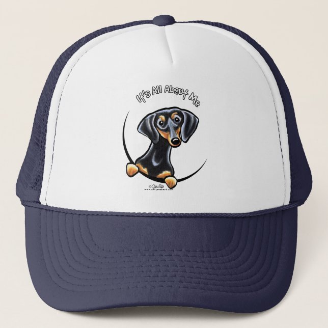 Black Tan Dachshund Its All About Me Trucker Hat (Front)
