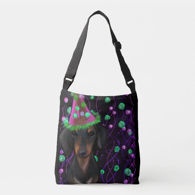 Black & Tan Doxie Crossbody Bag (Front)