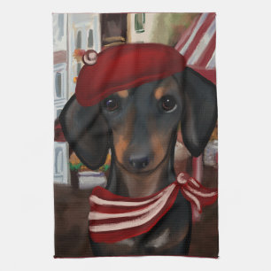 Black & Tan Doxie Tea Towel