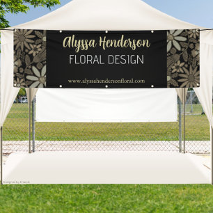 Black & Tan Floral Design Business Vendor Booth Banner