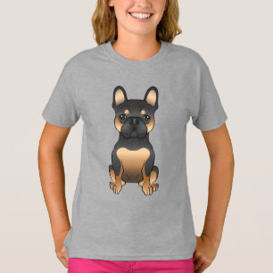 Black & Tan French Bulldog / Frenchie Cartoon Dog T-Shirt