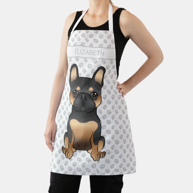 Black & Tan French Bulldog / Frenchie Dog & Name Apron (Insitu)