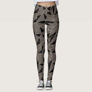 Black/Tan Geometric Women's Leggings