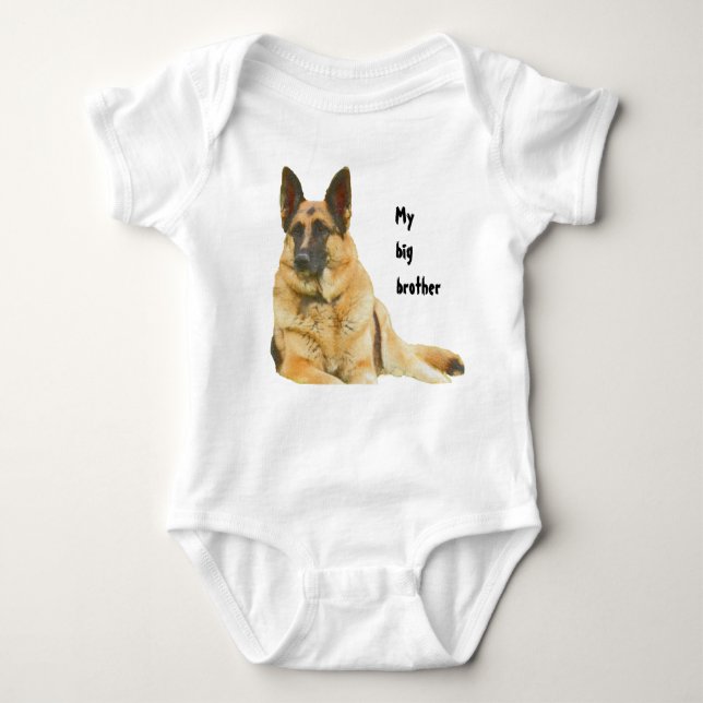 Black & Tan German Shepherd Brother/Sister Baby Bodysuit (Front)