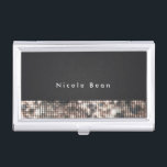 Black & Tan Glamour Sequins Business Card Holder<br><div class="desc">Black & Tan Glamour Sequins Business Card Holder. Customise with any text or leave it blank.</div>