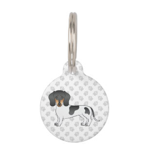 Black & Tan Pied Short Hair Dachshund Standing Dog Pet Tag