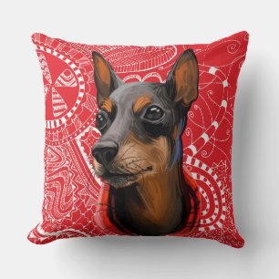 BLACK & TAN TOY MANCHESTER TERRIER DOG CUSHION