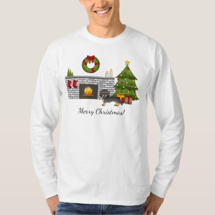 Black & Tan Wire Haired Dachshund - Christmas Room T-Shirt