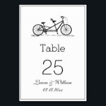 Black Tandem Bike Wedding Table Number Cards<br><div class="desc">Modern and elegant design printed Black Tandem Bike Wedding table numbers that can be customised with your text and add each table number card to your cart, one by one. Please click the "Customise it" button and use our design tool to modify this template. Check out the Graphic Art Design...</div>