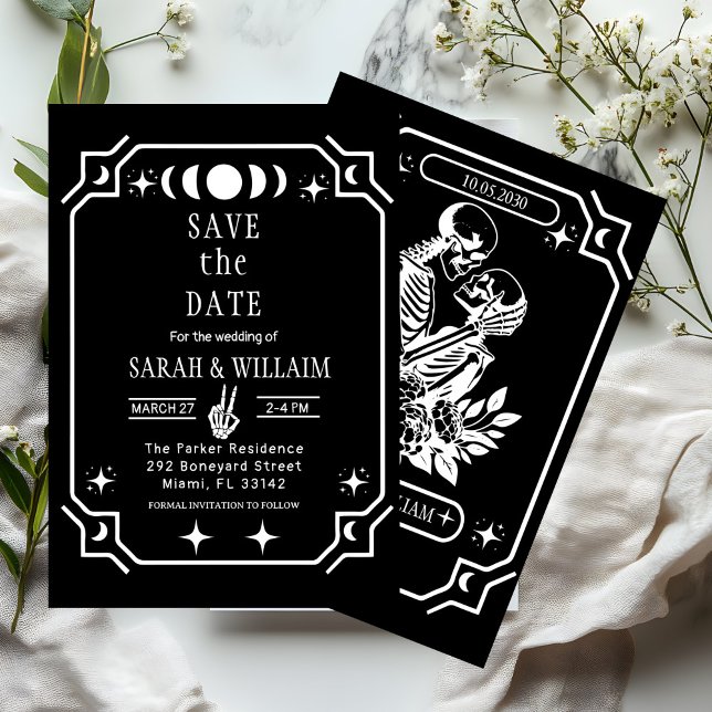 black tarot Goth save the date wedding Invitation (Creator Uploaded)