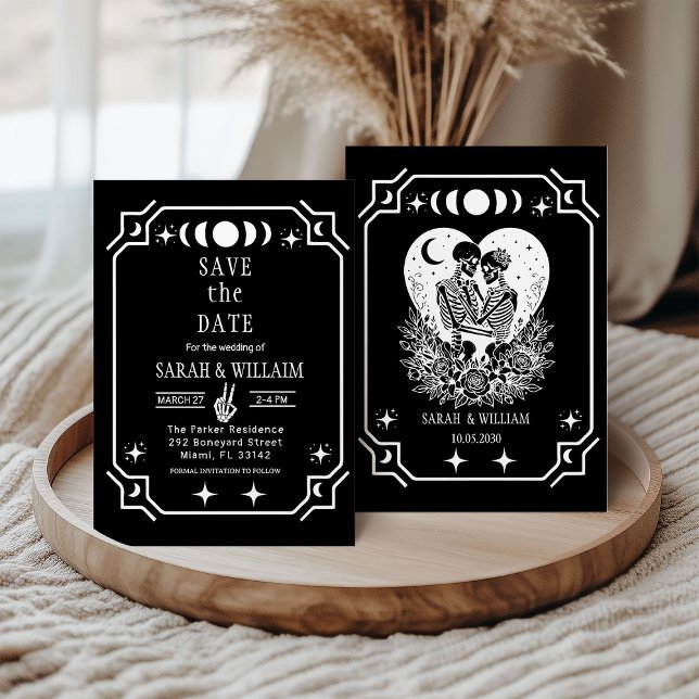 black tarot Goth save the date wedding Invitation (Creator Uploaded)
