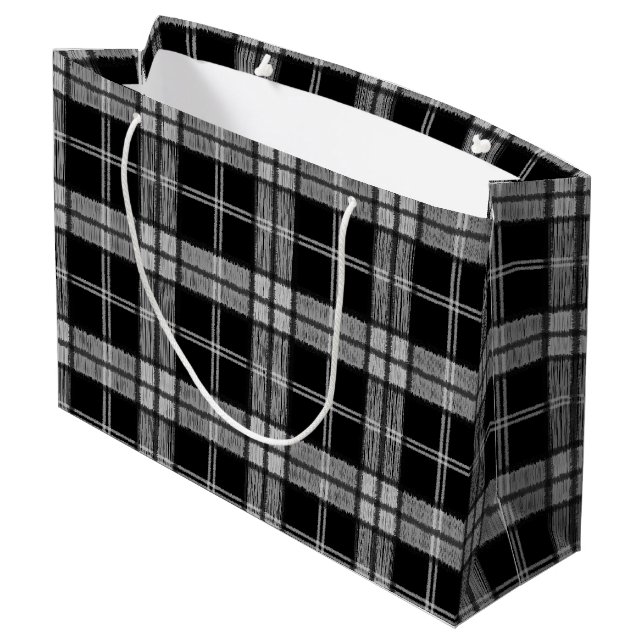 Black Tartan Large Gift Bag (Back Angled)