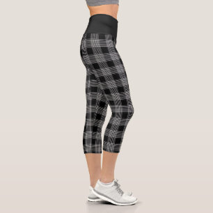 Black Tartan Plaid High Waisted Capris