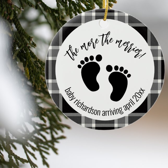 Black Tartan Xmas Pregnancy Announcement  Ceramic Tree Decoration (Creator Uploaded)