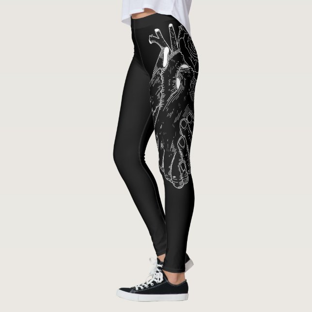 Black Tattoo Modern Sketch Sport Gym Leggings (Left)