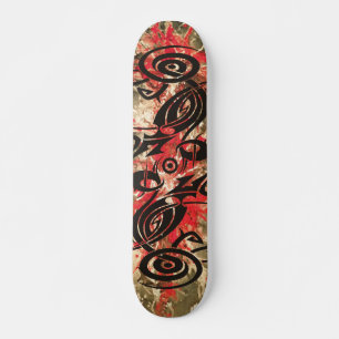 Black Tattoo Tribal 2   red paint Skateboard