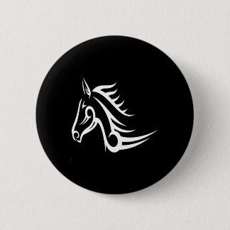 Black Tattoo Tribal Horse 6 Cm Round Badge