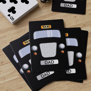 Black Taxi Cab Cartoon Personalised Playing Cards