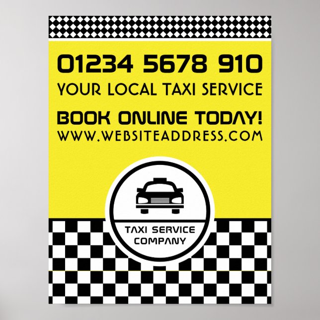 Black Taxi Cab Circled Logo Advertising Poster (Front)