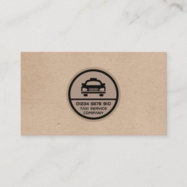 Black Taxi Cab Logo, Kraft Paper Effect Price List Business Card (Front)