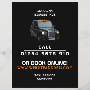 Black Taxi Cab with Price List Flyer