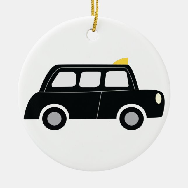 Black Taxi Ceramic Tree Decoration (Front)