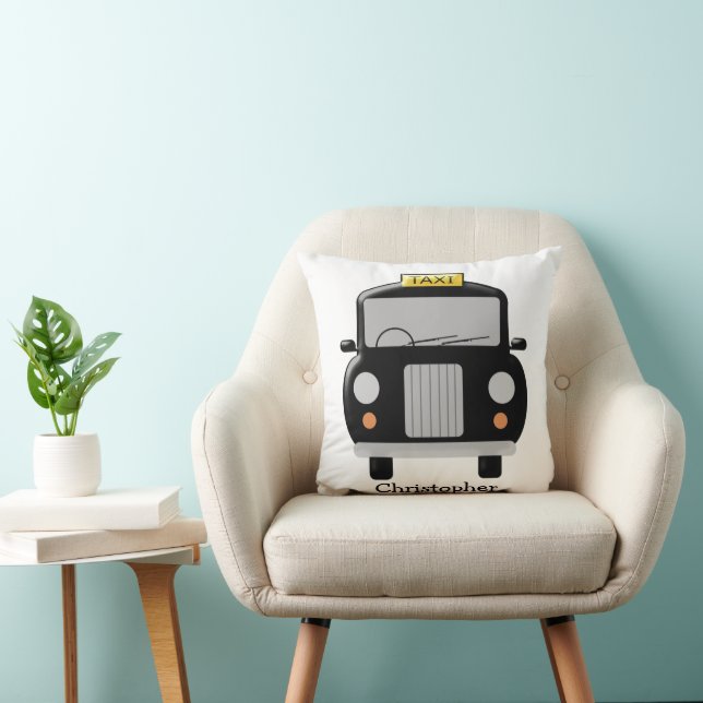 Black Taxi Design Personalised Cushion (Chair)