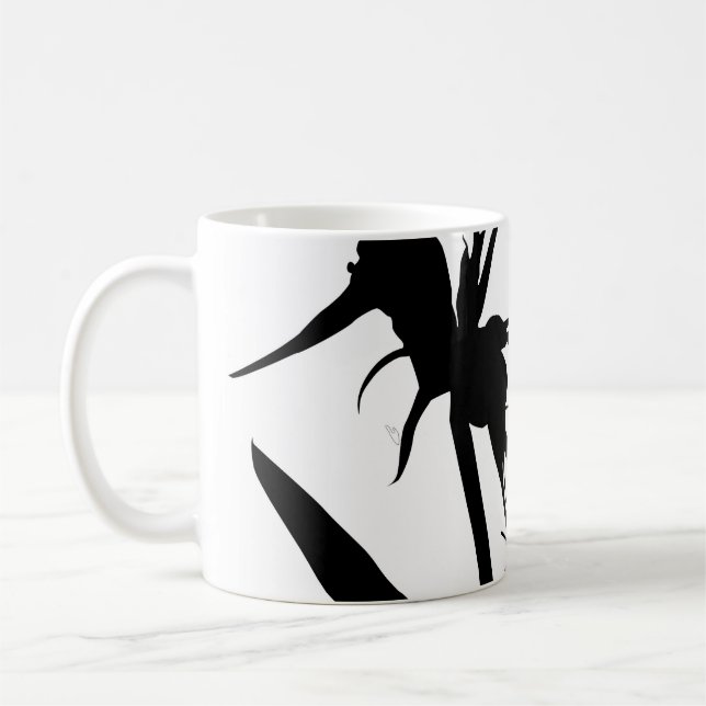 BLACK - Tazon with Black Flower of Paradise Coffee Mug (Left)