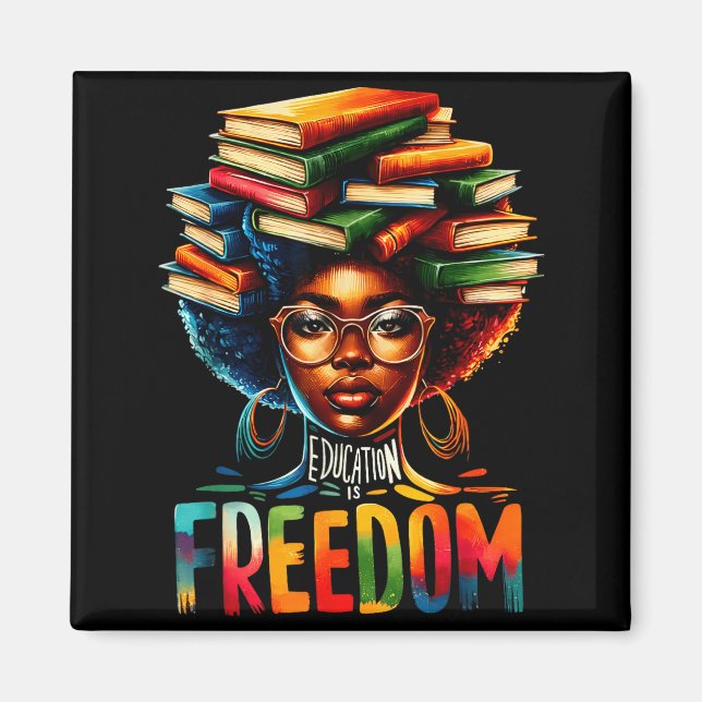 Black Teacher History Education Freedom Magnet (Front)