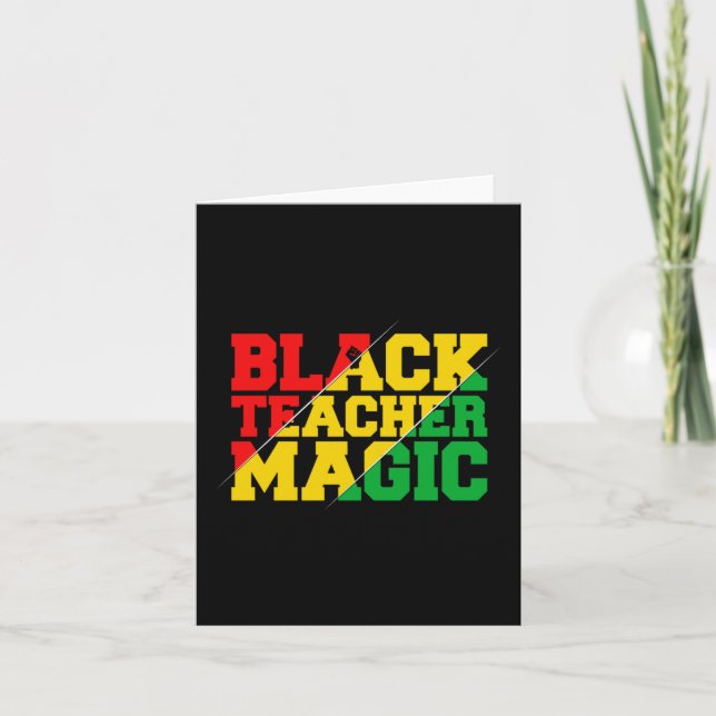 Black Teacher Magic Afro Flag - Black History Mont Card (Front)