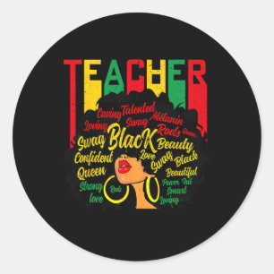 Black Teacher Magic Black History Education Melani Classic Round Sticker