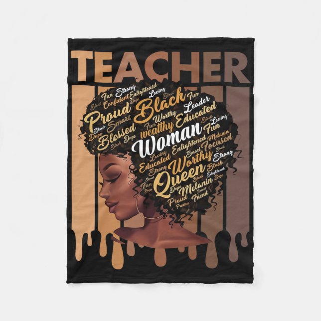 Black Teacher Magic Black History Education Melani Fleece Blanket (Front)