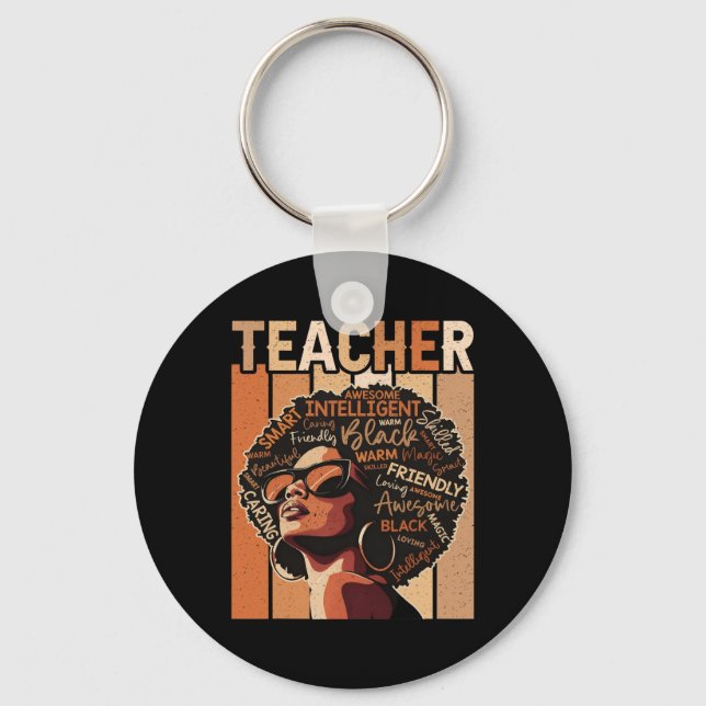 Black Teacher Magic Black History Education Melani Key Ring (Front)