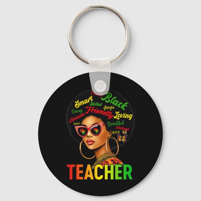 Black Teacher Magic Black History Education Melani Key Ring (Front)
