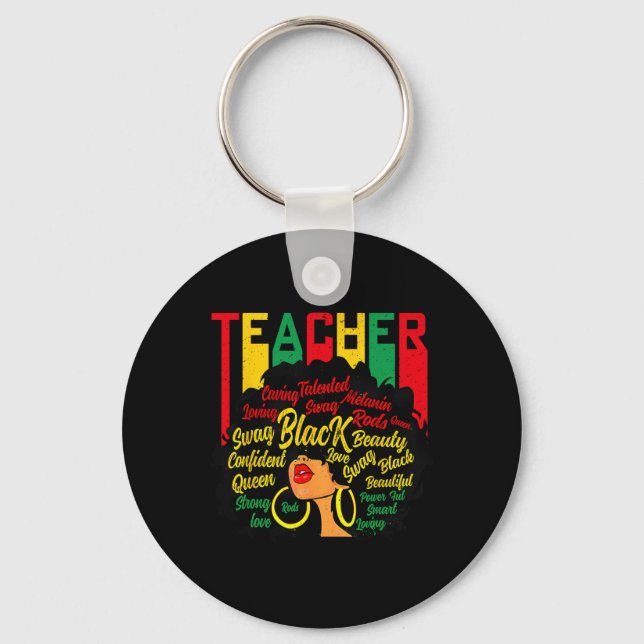 Black Teacher Magic Black History Education Melani Key Ring (Front)