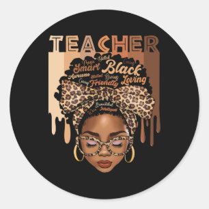 Black Teacher Magic Black History Month Afro Hair Classic Round Sticker