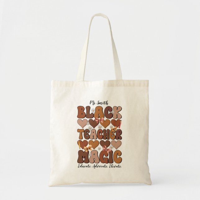 Black Teacher Magic Custom Tote Bag (Front)