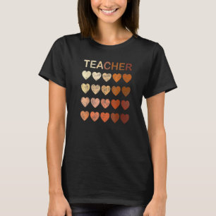 Black Teacher Magic Melanin Hearts Black History M T-Shirt