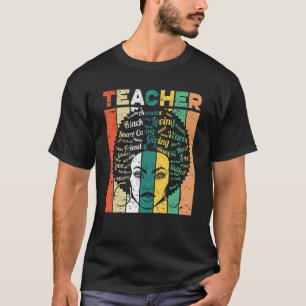 Black Teacher Magic Melanin Hearts Black History M T-Shirt
