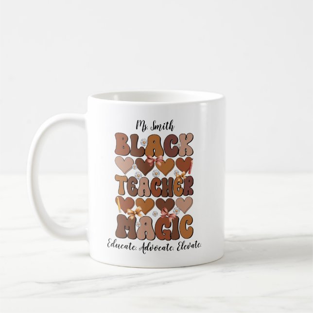 Black Teacher Magic Personalised Mug (Left)