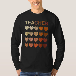 Black Teacher Melanin Hearts Women Black History M T-Shirt