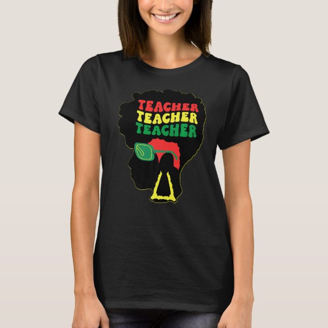 Black Teacher Queens Melanin Women Sista Teachers  T-Shirt (Front)