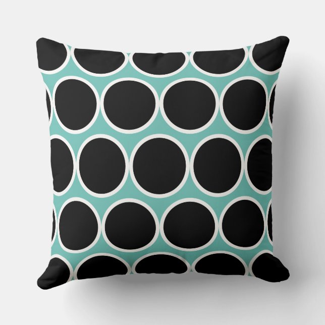 Black, Teal and White Modern  Throw Pillow (Back)