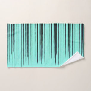 Black/Teal Blue Stylish Stripe Pattern Hand Towel