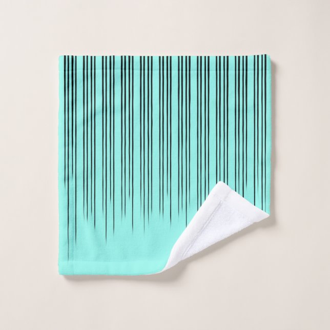 Black/Teal Blue Stylish Stripe Pattern Wash Cloth (Wash Cloth)