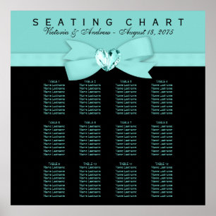 Black Teal Blue Wedding Seating Chart