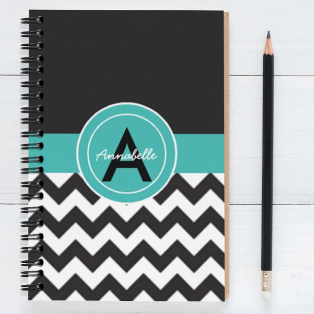 Black Teal Chevron Spiral Notebook (Creator Uploaded)